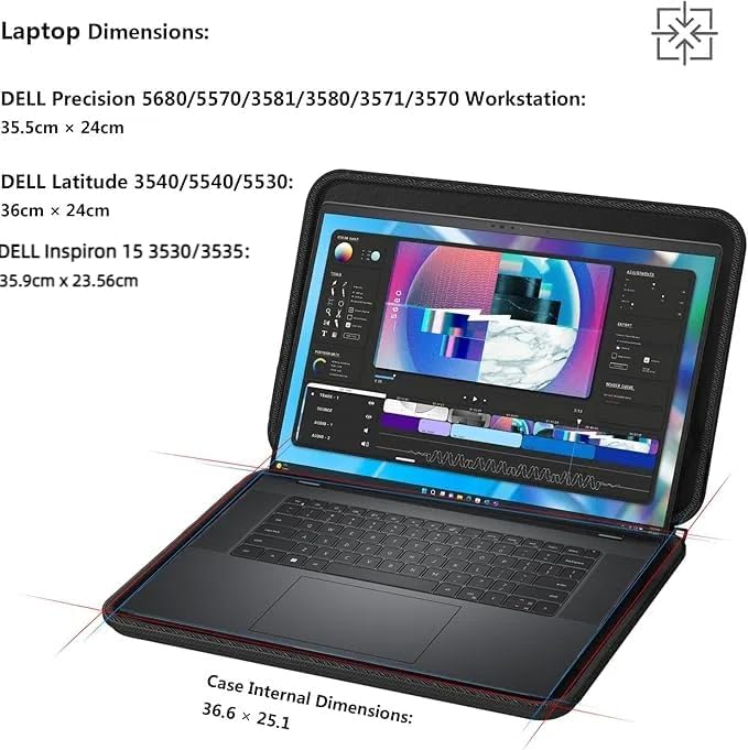Smatree 15-16 inch Laptop Travel Bag for DELL Precision 5690/5680/5570/5520/3591/3590/3581/3580 Workstation, 15.6inch DELL Latitude 3550/5550/3540/5540/5530/5521/5520,Inspiron 15 3530 Laptop Case