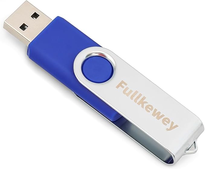 16G/32G/64G/128G Flash Drive, Fullkewey Thumb Drive 2.0, High Speed Memory Stick, USB Drive, Rotated Design, Black/Blue/White (Blue, 32, GB)