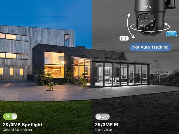 Xega 4G LTE Cellular Security Camera Solar with SIM Card,Wireless Outdoor No WiFi Security Camera,2K HD PTZ Night Vision Motion Detection 2 Way Talk TF&Cloud Storage IP66, Built-in SIM Card
