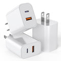 USB C Charger Block,3Pack 20W Dual Port USB C Wall Charger Plug Fast Charging Adapter USB A Quick Charging Brick Plug for iPhone Air/17 Pro Max/16E/16 ProMax/16Plus/15/14/13/12/11/XS,iPad Pro,AirPods