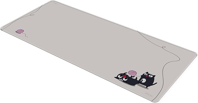 Pixio Mouse Pads - 36 x 16 inch XXL Playful Cats (Side) Beige Multifunctional Large Desk Mats for Gaming, Office, Desktop Anti-Slip Waterproof Washable Computer Mouse Mat