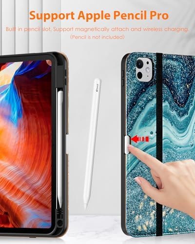DTTO for iPad Pro 11 inch Case (M5/M4) 2025/2024, Premium Leather Business Folio Stand Cover with Pencil Holder - Auto Wake/Sleep and Multiple Viewing Angles, Sandy Wave