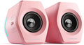 Edifier Hecate Gaming Speakers RGB, 32W Peak Power, Compact Design for PC/PS4/Desktop, Bluetooth 5.1, 3.5mm AUX, Game/Movie/Music Modes, 12 RGB Lighting Effects - Pink