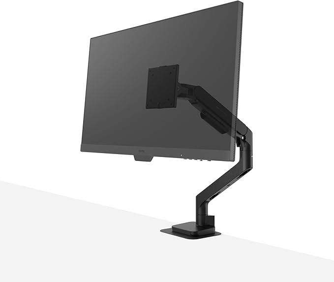 BenQ BSH01 Ergo Monitor Arm -Gas Spring Monitor Stand for Up to 45'' & 44lbs Screens, Heavy Duty, Quick Installation, No Sagging, Top Clamp and Grommet Base, Reinforcement Plate, VESA 75x75 &100x100mm