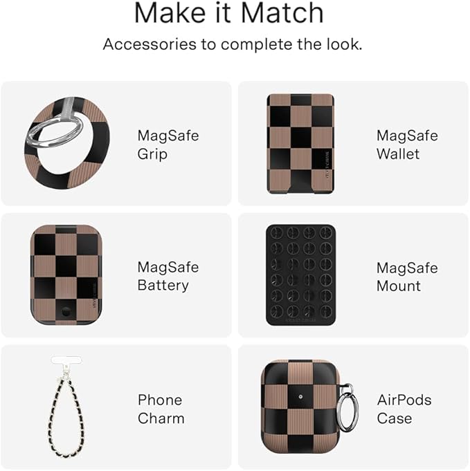 VELVET CAVIAR Case for iPhone 17 Pro | Compatible with MagSafe | 10ft Drop Tested | Protective Designer Cases | Mocha Vibe Checkered 2.0