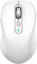 Wireless Bluetooth Mouse Rechargeable,USB+BT×2,Multi Device Quiet Ergo Computer Mouse,Metal 4-Way Super Scrolling,± 3200 DPI,10 Button,Plug&Play,Cordless Mice for Laptop,Tablet,Mac,iPad,PC,Phone-White