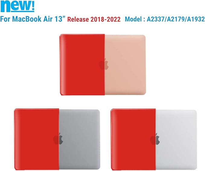 IBENZER Compatible with New MacBook Air 13 inch Case 2022 2021 2020 M1 A2337 A2179 A1932, Plastic Hard Shell Case with Keyboard Cover for Mac Retina Display with Touch ID, Red, MMA-T13RD+1A