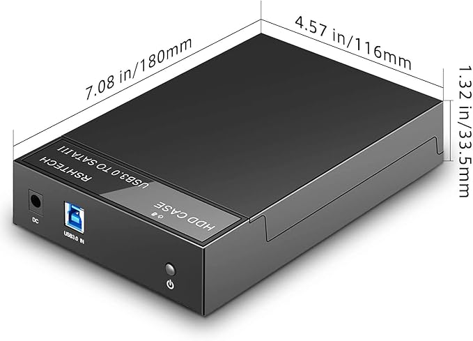 Hard Drive Enclosure, RSHTECH USB 3.0 to SATA External Hard Drive Docking Station for 3.5 inch SATA I/II/III HDD SSD Up to 16TB Support UASP (Black)