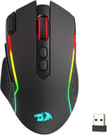 Redragon M810 MAX 3-Mode Wireless Gaming Mouse, 12000 DPI Wired/Wireless RGB Mouse w/Rapid Fire Key, 8 Macro Buttons, 188-Hour Reliable Power Capacity for PC/Mac/Laptop
