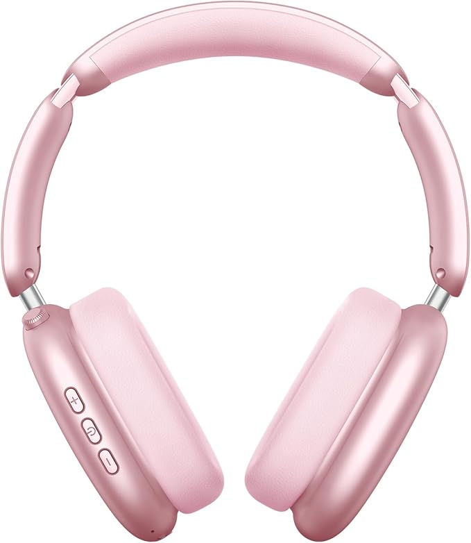 Wentronic Y02 Active Noise Cancelling Headphones, Wireless Over-Ear Bluetooth 5.4 Headphones, Multiple Modes, 60H Playtime, Hi-Res Audio, Big Bass, Foldable Lightweight for Travel Home Office, Pink