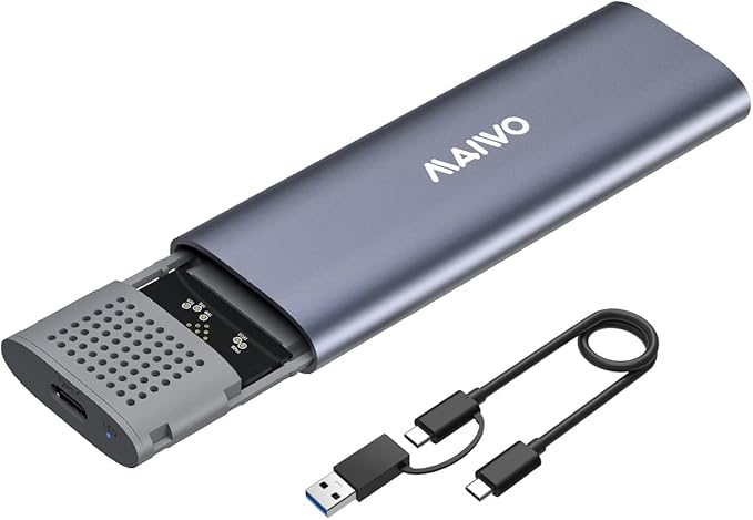MAIWO M.2 NVMe SSD Enclosure, USB 3.1 GEN2 10Gbps Tool Free USB C to M.2 NVMe SSD Adapter Reader Case, Support UASP Trim, 8TB Capacity, Aluminum