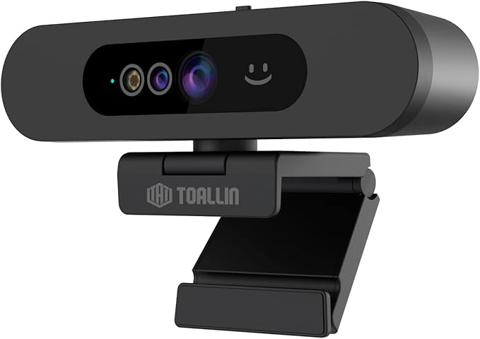 TOALLIN 1080P Webcam for Windows Hello Face Login, IR Facial Recognition, Windows Hello Compatible Webcam with Microphone, Computer Camera, Wide Angle View USB Web Camera with Privacy Cover