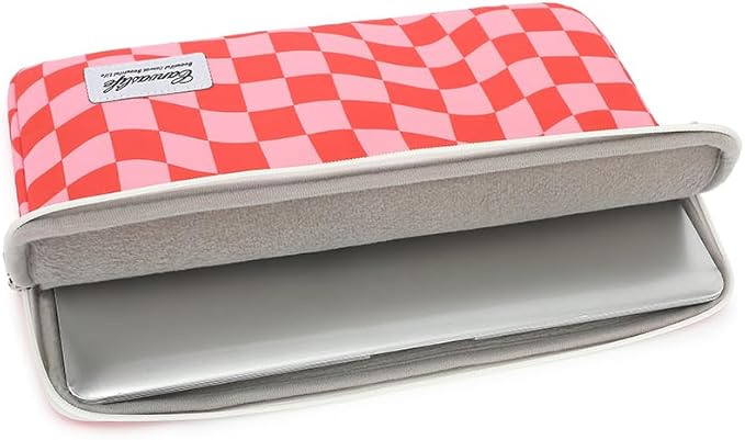 canvaslife Laptop Sleeve 15 Inch 15 Case and 15.6 Laptop Bag (Pink Check)