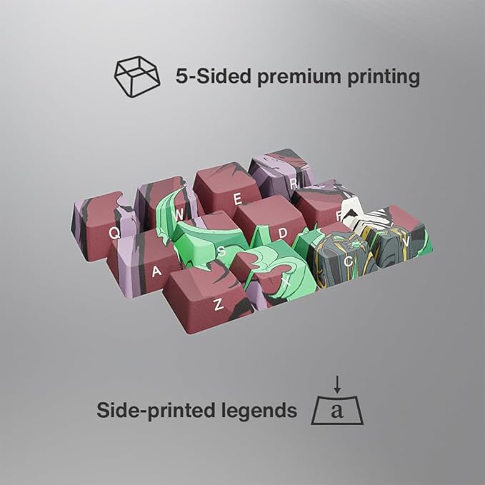 World Of Warcraft Illidan Stormrage Full Art keycap set PBT Dye Sub Keycaps for Mechanical Gaming Keyboards, Cherry MX Switches, Custom Side Print, ANSI ISO Support, US Layout - Officially Licensed
