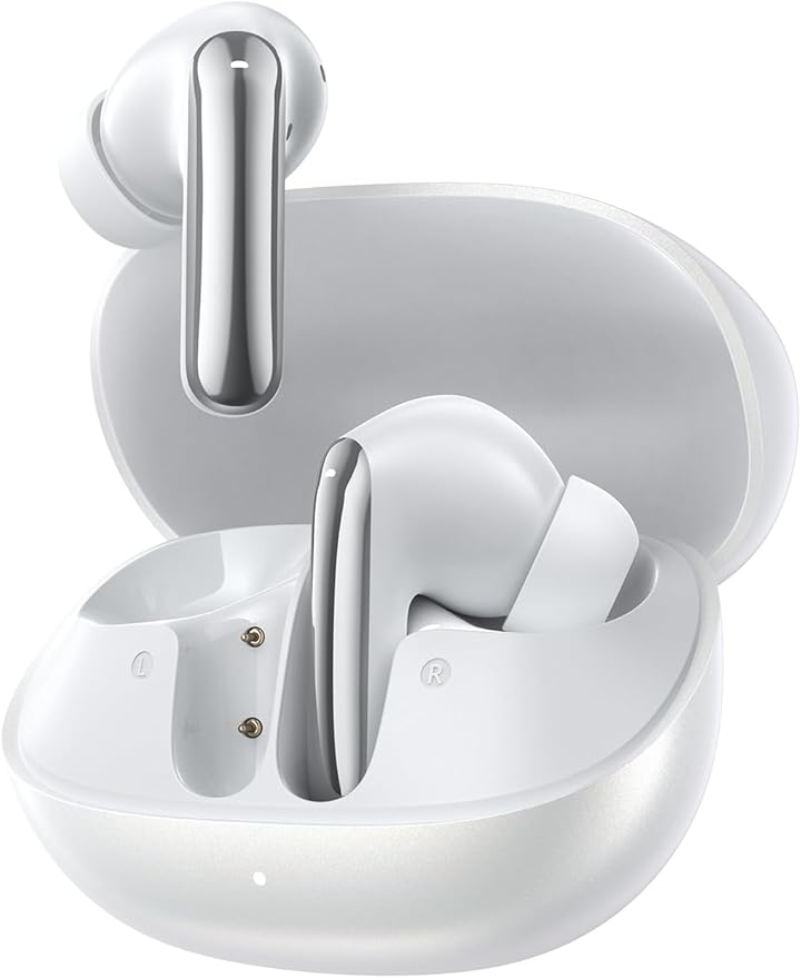 QCY MeloBuds N20 Active Noise Cancelling Wireless Earbuds, 50dB ANC Headphones with 6 Mics ENC Clear Call, 13mm Dynamic Driver, 40H Battery Life, Bluetooth 6.0 (White)