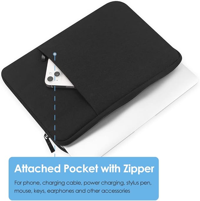 ProElife 12-Inch Laptop Tablet Sleeve Case for 2024-2014 Surface Pro 4/5/6/7/7+/8/9/10|Surface Laptop Go 1/2/3 12.4"|iPad Pro 12.9'' M2|Galaxy Tab S8+/S7+ Bag Water-Resistant Cover (Black)
