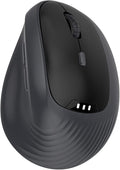 PYP Ergonomic Vertical Wireless Mouse, Bluetooth 5.2/5.0 & 2.4G Tri-Mode, Type-C Rechargeable with Power Display, 6-Level Adjustable 8,000 DPI, Lightweight Quiet Click for Laptop Mac - Matte Black