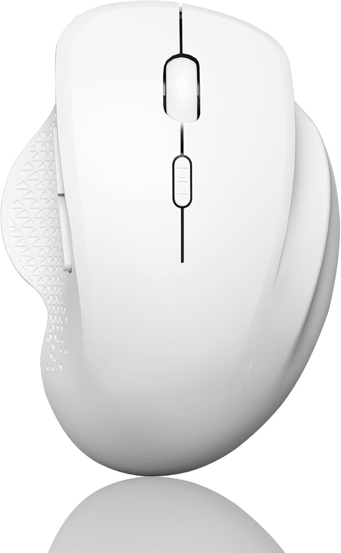 Uiosmuph G09 Bluetooth Wireless Mouse, BT5.1 & 2.4Ghz Rechargeable Computer Mouse with USB Receiver and Type C Adapter, Ergonomic Bluetooth Mice for Laptop, iPad, Mac - White