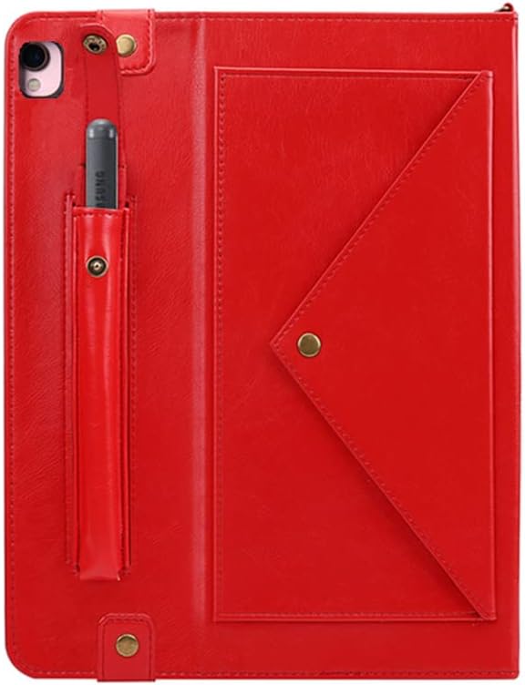 Handbag Case for iPad 10.2" (2019-2021) & iPad Pro/Air 10.5", Techcircle Folio Stand iPad Crossbody Wallet Case with Pencil Holder & Envelope Pocket, Hand Strap+Shoulder Strap Protective Cover, Red