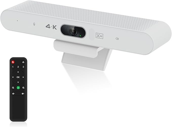 4K Video Conference Room Camera System with Remote Control, AI Auto Framing&Focus, Speaking Tracking, Digital Zoom, Webcam with Microphone and Speaker for Windows TV/PC/Laptop/Zoom/Teams/Skype