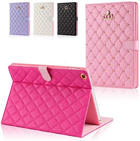Changjia for iPad Air (3rd Gen) 10.5 2019/iPad Pro 10.5 2017 Case,Cute Crown Bling Rhinestone PU Leather Elegant Smart Auto Sleep/Wake Stand Shockproof Protective Case for Apple iPad 10.5Inch,Hot Pink