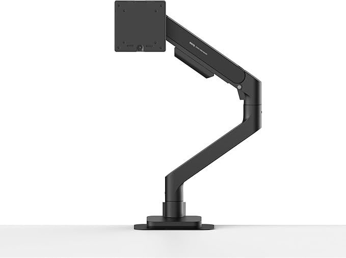 BenQ BSH01 Ergo Monitor Arm -Gas Spring Monitor Stand for Up to 45'' & 44lbs Screens, Heavy Duty, Quick Installation, No Sagging, Top Clamp and Grommet Base, Reinforcement Plate, VESA 75x75 &100x100mm