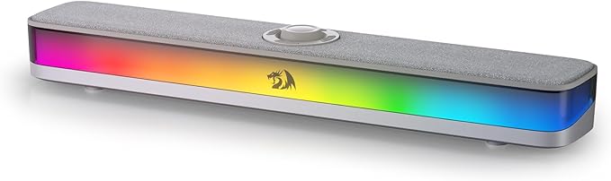 Redragon GS515 RGB Desktop Soundbar, 2.0 Channel Stereo Computer Speakers for Desktop with BT 5.3, USB-C/USB Powered, Gray