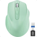 Green Wireless Mouse for Laptop, 2.4GHz Computer Mouse with USB-A Port &USB-C Adapter, Office Cordless Mice with 6 Buttons & 3 Level DPI for Small to Medium Hands, Work with PC, Desktop, Tablet - M21