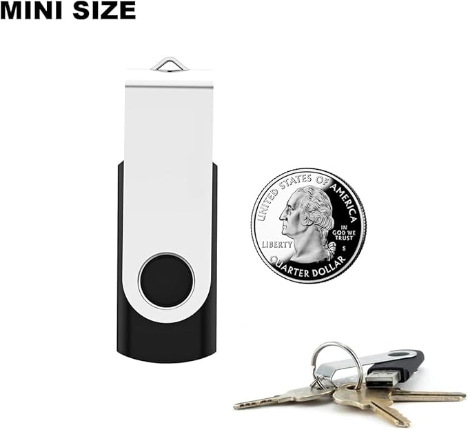 2 Pack 8GB USB Flash Drive USB 2.0 Thumb Drives Jump Drive Fold Storage Memory Stick Swivel Design - Black