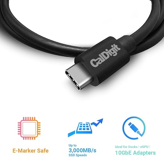 CalDigit Thunderbolt 4 Cable - 40Gbps 100W Power Delivery, Compatible with Thunderbolt 3, Thunderbolt 5 & USB4 Type C, MacBook Pro, iMac, iPhone 17 Max, Black (0.8m/2.62ft, Thunderbolt 4/USB 4)