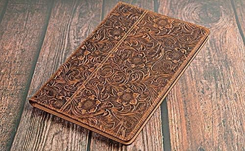 Gexmil Genuine Leather Case for iPad pro 11 Inch 2022/2021 4th/3rd Gen, iPad Pro 11 2020/2018 Cover 2nd/1st Gen. Cover,Real Leather Cowhide Shockproof,Floral Pattern