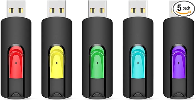 Aiibe 128GB Flash Drive 5 Pack 128GB USB Flash Drives Thumb Drive 128 GB USB Drive USB 2.0 Memory Sticks Jump Drives 128G (5 Pack, Red Green Cyan Yellow Purple)