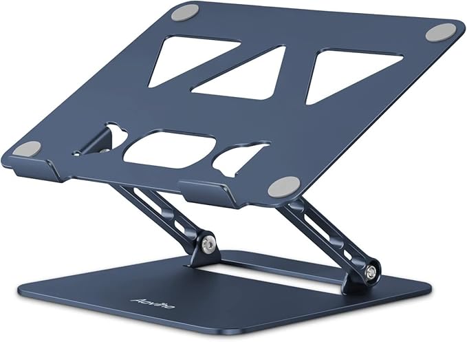 Aoviho Adjustable Laptop Stand for Desk,Portable Laptop Stand Holder and Riser,Foldable Aluminum Notebook Computer Stands for MacBook Air Pro HP Lenovo Dell Samsung Chromebook, 10-15.6 inch,Navy Blue