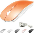 KLO Rechargeable Bluetooth 5.2/3.0/Type-C/USB-2.4G Mouse for MacBook/MacBook air/Pro/iPad, Wireless Mouse for Laptop/Notebook/pc/iPad/Chromebook (Orange)