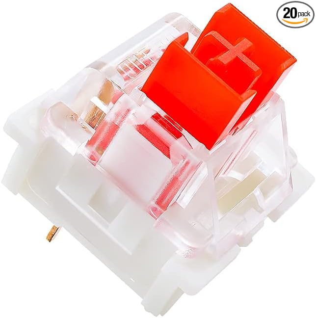 outemu Red Switches 20 Pack, 3 Pin 45gf Linear/RGB/Dustproof/RGB Key Switch - Cherry MX Equivalent DIY Replaceable Switches for Mechanical Keyboard
