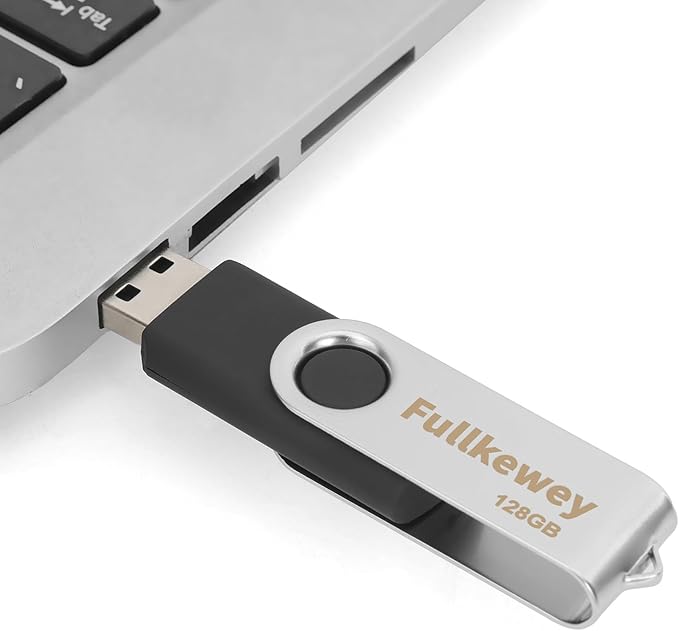 16G/32G/64G/128G Flash Drive, Fullkewey Thumb Drive 2.0, High Speed Memory Stick, USB Drive, Rotated Design, Black/Blue/White (White, 64, GB)