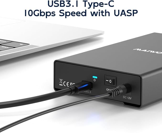 MAIWO Hard Drive Enclosure for 2.5 3.5 inch SATA SSD HDD, USB 3.1 GEN2 Type-C 10Gbps Speed with UASP, 24TB Capacity, USB to External SATA Hard Disk Adapter Reader Case
