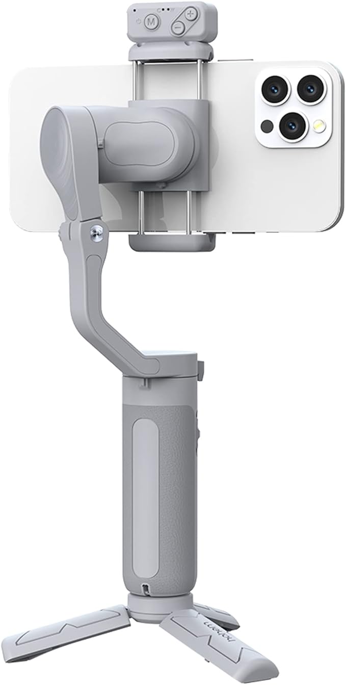 hohem iSteady XE KIT 3-Axis Smartphone Gimbal Stabilizer with Light for iPhone Android Phone for Vlog YouTube Live Video Record Handheld Folded Gimbla Stabilizer, Grey Combo