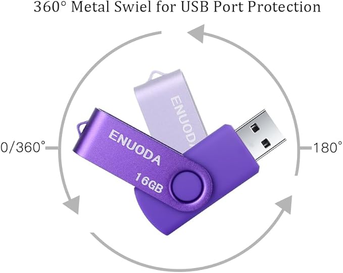 16GB Flash Drive 2 Pack ENUODA Thumb Drives 16GB USB 2.0 Memory Stick Jump Drive Pen Drive for Storage and Backup (Blue Purple)