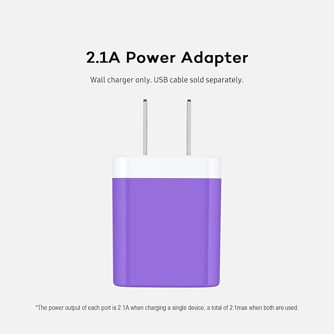 2Pcs USB Wall Charger, AILKIN USB Plug Home Travel Power AC Adapter Charging Block for iPhone, Google Pixel, Samsung Galaxy, HTC, LG, Motorola Cell Phone Quick Charge Base USBA Adaptive HandSet Cube
