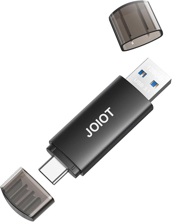 128GB USB C Flash Drive Dual USB 3.1 Flash Drive Type C + USB A Portable Type-C Flash Drive 2-in-1 USB-C Thumb Drive for Smartphone Tablet Computer Mac iPhone 15 Black