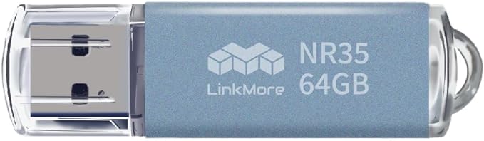 LinkMore 64GB (10 Pack) NR35 USB Flash Drive – USB 3.2 Memory Stick with Cap and Keychain Loop, Up to 70MB/s Read, 10MB/s Write – Plug & Play USB Drive for PC, Mac, TV, Car