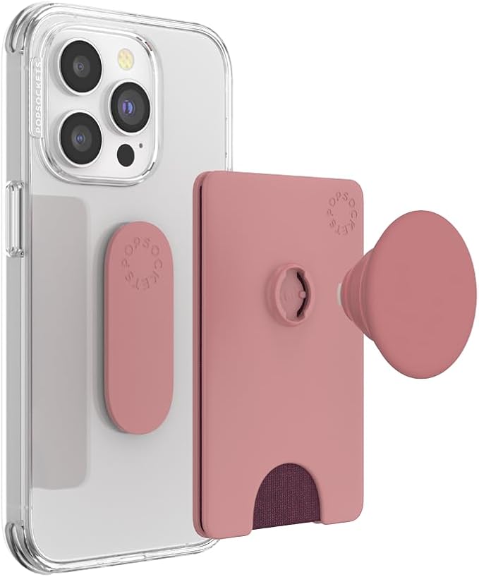 PopSockets Adhesive Phone Wallet and Card Holder with Grip, Pink - Clay