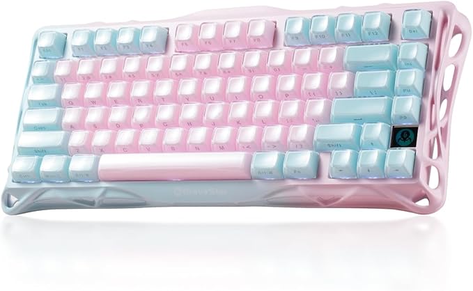 GravaStar Mercury K1 Lite 75% Gaming Keyboard, 2.4GHz/BT/Wired Tri-Mode Wireless Keyboard, Gasket Hot Swappable Mechanical Keyboard, Pre-lubed Linear Switches, Jelly Keycaps, RGB Backlit (Lumen Rose)