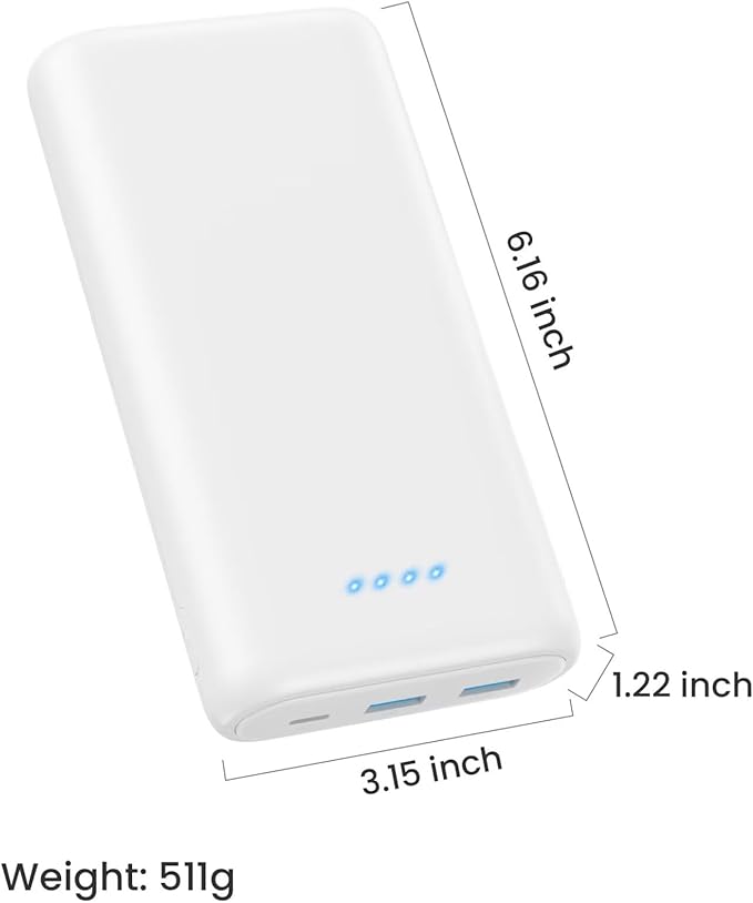 Ekrist Upgraded Portable Charger 40800mAh Power Bank - Portable Battery with 2 Built in Cables,PD 25W USB C Fast Charging Battery Pack Compatible with iPhone 17 16 15 14 13 Android Phone etc-White