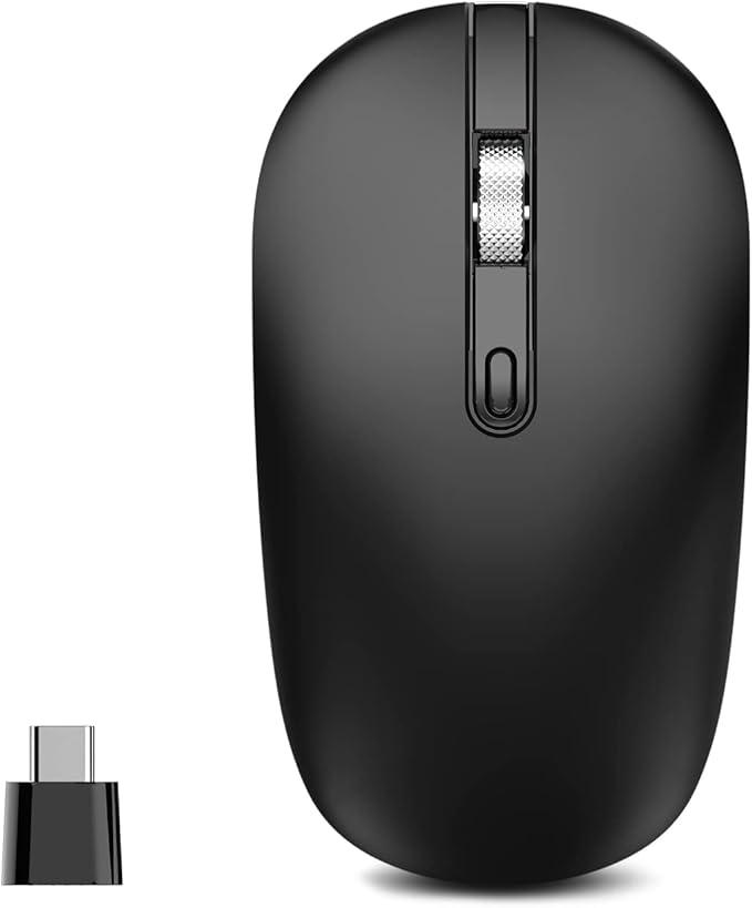cimetech Type C Wireless Mouse, USB C Mouse 2.4G Silent Cordless Portable Computer Mice for Laptop, Notebook, MacBook Pro Air, Windows, Linux - Ambidextrous Black