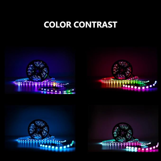 WS2812B LED Strip Individually Addressable Light WS2811 IC WS2812 60Pixels/m SMD 5050 RGB Pixel Strip DC5V (16.4FT 300LEDS Non-Waterproof, Black PCB)
