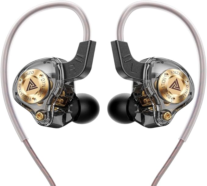 Piluyaa Wired Gaming Headphones IEM Earphones with 1DD，QKZ ENZO in Ear Monitor, HiFi Earbuds, Bass Sound with New 11mm Dynamic Driver for Video Music Gaming (Black)