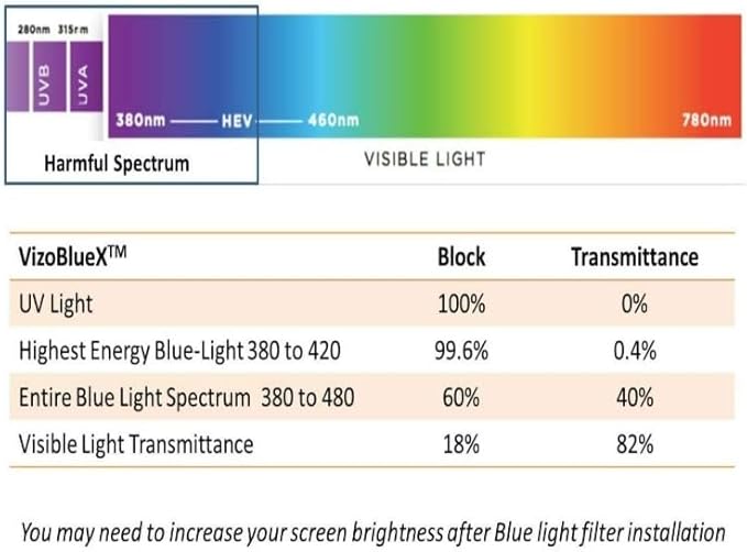 VizoBlueX - 15.6 inch Diagonal Blue Light Blocking Screen Protector Filter. Panel LED PC Laptop Anti-UV Eye Protection Panel Cover - Widescreen Laptop Frame Hanging Type (W 14" X H 8.6")