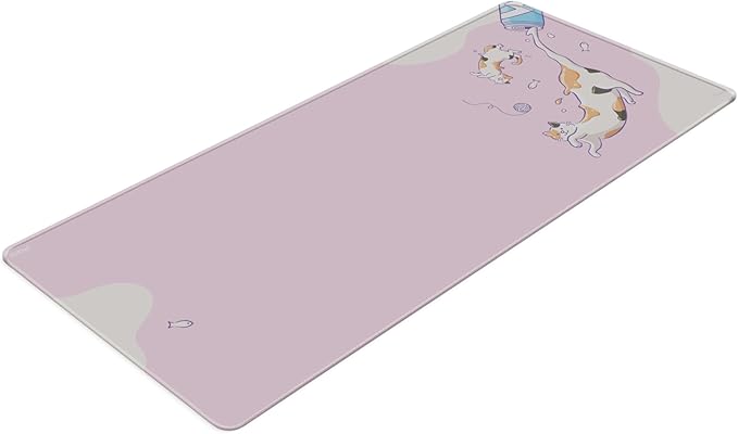 Pixio Mouse Pads - 36 x 16 inch XXL Milky Cats Pink Multifunctional Large Desk Mats for Gaming, Office, Desktop Anti-Slip Waterproof Washable Computer Mouse Mat